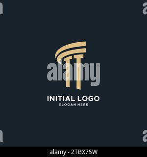 TT-Monogramm mit Säulen-Symbol-Design, luxuriöse und moderne Legal-Logo-Design-Ideen Vektorgrafik Stock Vektor