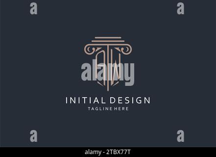 AW-Monogramm-Logo mit säulenförmigem Symbol, luxuriösem und elegantem Design-Logo für Initial-Style-Logodesign der Anwaltskanzlei Stock Vektor