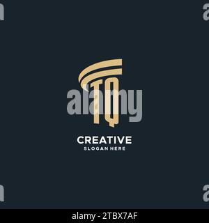 TQ-Monogramm mit Säulen-Symbol-Design, luxuriöse und moderne Legal-Logo-Design-Ideen Vektorgrafik Stock Vektor