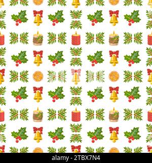 Nahtloses Weihnachtsmuster. Quadratische Vektor-Illustration zum Thema Weihnachten und Neujahr. Stockfoto