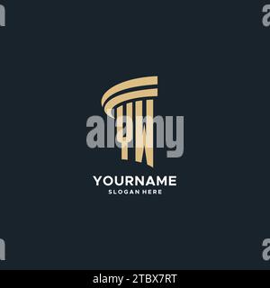 YW-Monogramm mit Säulen-Symbol-Design, luxuriöse und moderne Legal-Logo-Design-Ideen Vektorgrafik Stock Vektor
