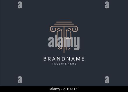 DA-Monogramm-Logo mit säulenförmiger Ikone, luxuriösem und elegantem Design-Logo für Anwaltskanzleien-Design Stock Vektor