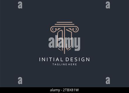 AJ-Monogramm-Logo mit säulenförmiger Ikone, luxuriösem und elegantem Design-Logo für Anwaltskanzleien-Design Stock Vektor