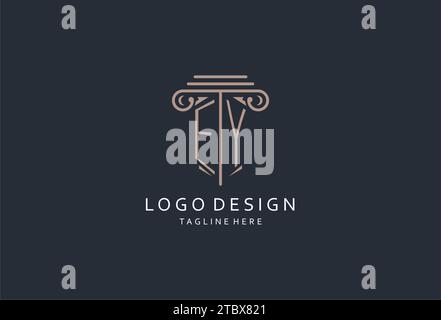 EY-Monogramm-Logo mit säulenförmigem Symbol, luxuriösem und elegantem Design-Logo für Initial-Style-Logodesign der Anwaltskanzlei Stock Vektor