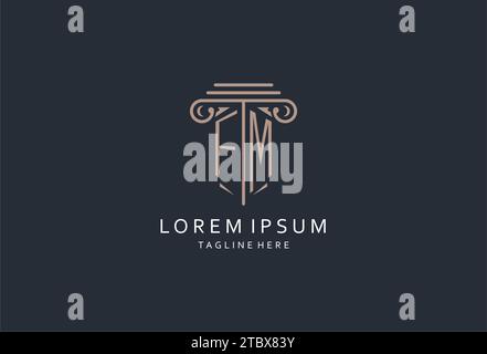 FM-Monogramm-Logo mit säulenförmigem Symbol, luxuriösem und elegantem Design-Logo für Initialdesign-Ideen der Anwaltskanzlei Stock Vektor