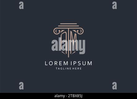 AM-Monogramm-Logo mit säulenförmiger Ikone, luxuriösem und elegantem Design-Logo für Anwaltskanzleien-Design Stock Vektor