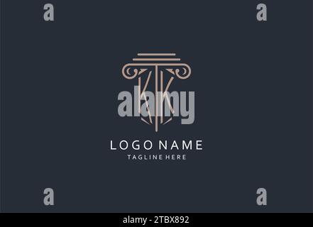 KK-Monogramm-Logo mit säulenförmiger Ikone, luxuriösem und elegantem Design-Logo für Anwaltskanzleien-Design Stock Vektor