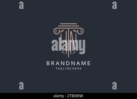 HN-Monogramm-Logo mit säulenförmiger Ikone, luxuriösem und elegantem Design-Logo für Anwaltskanzleien-Design Stock Vektor