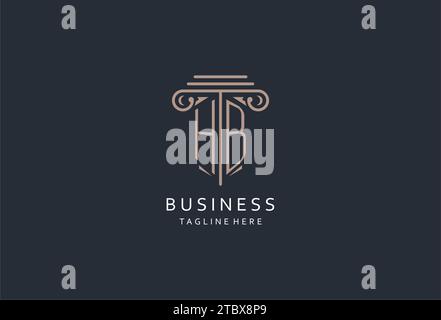 HB-Monogramm-Logo mit säulenförmiger Ikone, luxuriösem und elegantem Design-Logo für Anwaltskanzleien-Design Stock Vektor