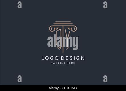OY-Monogramm-Logo mit säulenförmiger Ikone, luxuriösem und elegantem Design-Logo für Anwaltskanzleien-Design Stock Vektor