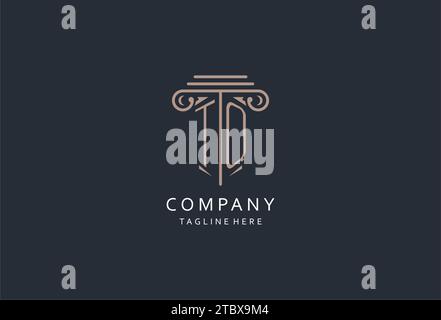 TQ-Monogramm-Logo mit säulenförmigem Symbol, luxuriösem und elegantem Design-Logo für Initial-Style-Logodesign der Anwaltskanzlei Stock Vektor