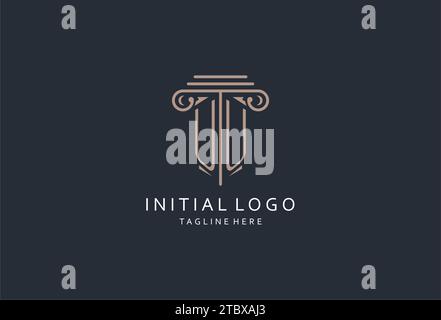 UU-Monogramm-Logo mit säulenförmigem Symbol, luxuriösem und elegantem Design-Logo für Initial-Style-Logodesign der Anwaltskanzlei Stock Vektor