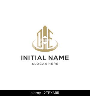 Initial DE Logo mit kreativem Haus Symbol, modernes und professionelles Immobilienlogo Design Vektorgrafik Stock Vektor