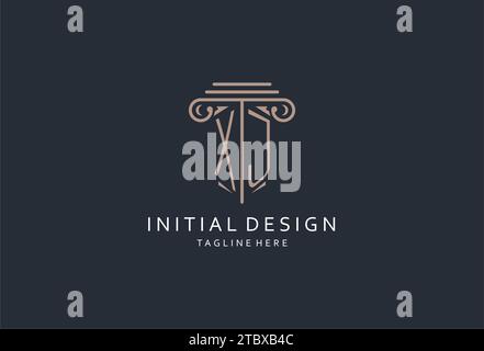 XJ-Monogramm-Logo mit säulenförmigem Symbol, luxuriösem und elegantem Design-Logo für Initialdesign-Ideen der Anwaltskanzlei Stock Vektor