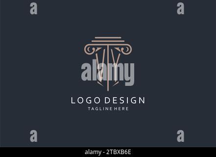 VY-Monogramm-Logo mit säulenförmiger Ikone, luxuriöses und elegantes Design-Logo für Anwaltskanzleien-Design Stock Vektor