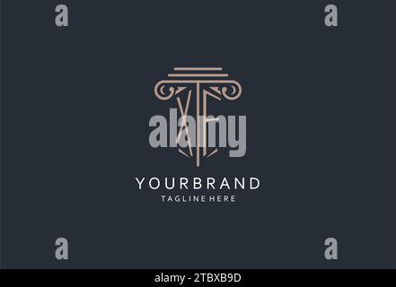 XF-Monogramm-Logo mit säulenförmigem Symbol, luxuriösem und elegantem Design-Logo für Initialdesign-Ideen der Anwaltskanzlei Stock Vektor