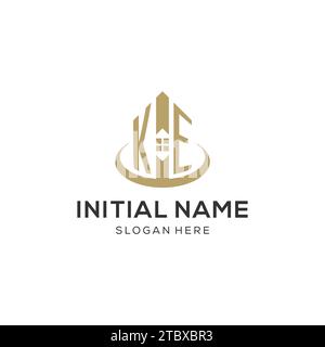 Erstes KE-Logo mit kreativem Haus-Symbol, modernes und professionelles Immobilienlogo Design Vektorgrafik Stock Vektor