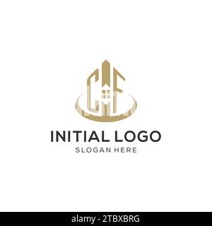Ursprüngliches CF-Logo mit kreativem Haus-Symbol, moderner und professioneller Immobilienlogo-Design-Vektorgrafik Stock Vektor