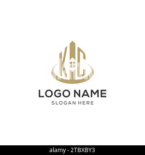 Anfängliches KC-Logo mit kreativem Haus-Symbol, modernes und professionelles Immobilienlogo Design Vektorgrafik Stock Vektor