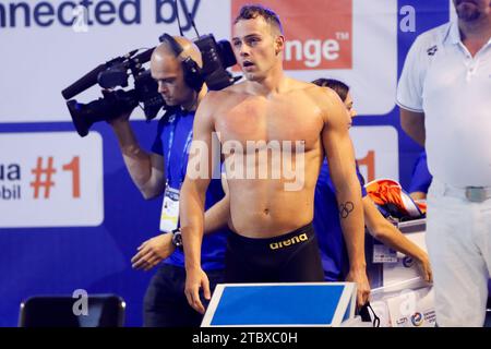 Otopeni, Rumänien. Dezember 2023. OTOPENI, RUMÄNIEN – 9. DEZEMBER: Jesse Put aus den Niederlanden, nachdem er am 9. Dezember 2023 in Otopeni, Rumänien, im Mixed 4x50m Freestyle bei den Kurzkurs-Schwimm-Europameisterschaften 2023 teilgenommen hatte. (Foto: Nikola Krstic/BSR Agency) Credit: BSR Agency/Alamy Live News Stockfoto