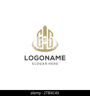 Erstes GG-Logo mit kreativem Haus-Symbol, modernes und professionelles Immobilienlogo Design Vektorgrafik Stock Vektor