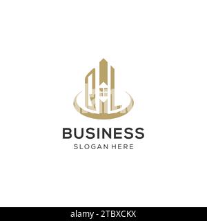 Erstes QL-Logo mit kreativem Haus-Symbol, modernes und professionelles Immobilienlogo Design Vektorgrafik Stock Vektor