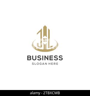 Ursprüngliches JL-Logo mit kreativem Haus-Symbol, modernes und professionelles Immobilienlogo-Design-Vektorgrafik Stock Vektor