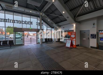 Kidderminster Bahnhof Ticketschalter und Halle, es verkehrten keine Züge aufgrund eines Streiks der ASLEF-Zugführer Stockfoto