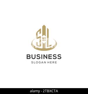 Erstes SL-Logo mit kreativem Haus-Symbol, modernes und professionelles Immobilienlogo-Design-Vektorgrafik Stock Vektor