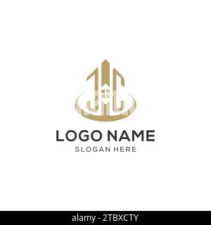 Ursprüngliches JC-Logo mit kreativem Haus-Symbol, modernes und professionelles Immobilienlogo-Design-Vektorgrafik Stock Vektor