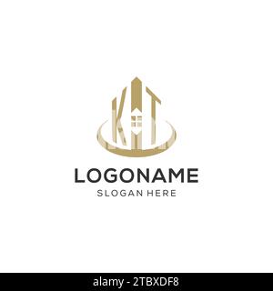 Ursprüngliches KT-Logo mit kreativem Haus-Symbol, modernes und professionelles Immobilienlogo Design Vektorgrafik Stock Vektor