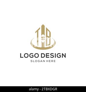 Erstes TB-Logo mit kreativem Haus-Symbol, modernes und professionelles Immobilienlogo Design Vektorgrafik Stock Vektor