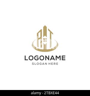Erstes RT-Logo mit kreativem Haus-Symbol, modernes und professionelles Immobilienlogo Design Vektorgrafik Stock Vektor