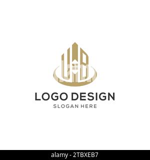 Erstes UB-Logo mit kreativem Haus-Symbol, modernes und professionelles Immobilienlogo Design Vektorgrafik Stock Vektor