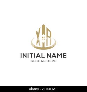 Ursprüngliches XR-Logo mit kreativem Haus-Symbol, moderner und professioneller Immobilienlogo-Vektorgrafik Stock Vektor