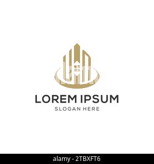 Ursprüngliches UN-Logo mit kreativem Haus-Symbol, modernes und professionelles Immobilienlogo Design Vektorgrafik Stock Vektor