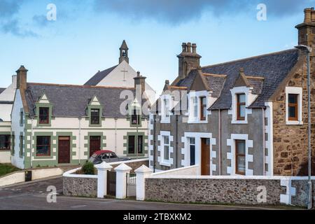 Findochty Häuser im November. Moray, Schottland. Stockfoto