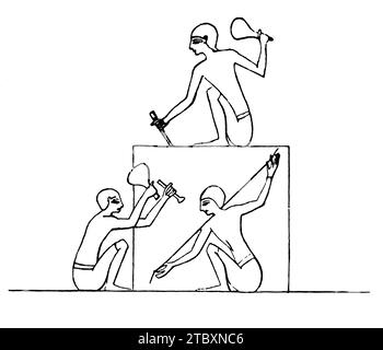 Alte ägyptische Steinmetze, Illustration Stockfoto