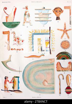 Hieroglyphen aus Deir EL Bahri, Illustration Stockfoto