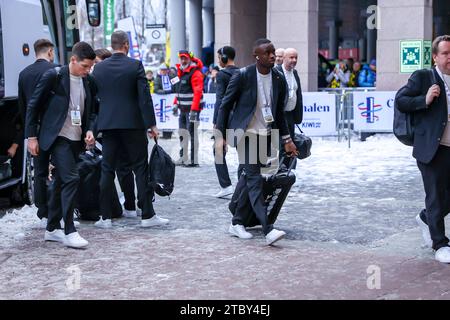 Oslo, Norwegen, 9. Dezember 2023. Brice Wembangomo von Bodø/Glimt kommt für das Finale des Norwegischen Pokalpokals zwischen Bodø/Glimt und Molde im Ullevål-Stadion in Oslo an Stockfoto