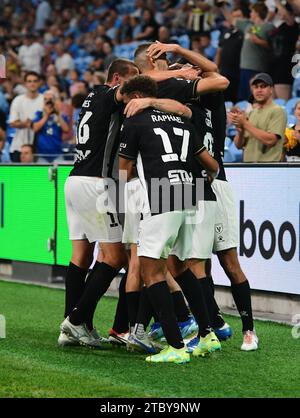 Moore Park, Australien. Dezember 2023. MacArthur FC feiert während des 7. Runde-Spiels der A-League 2023/24 zwischen Sydney FC und Macarthur FC, das im Allianz Stadium ausgetragen wird. Endstand Macarthur FC 2:0 Sydney FC. Quelle: SOPA Images Limited/Alamy Live News Stockfoto