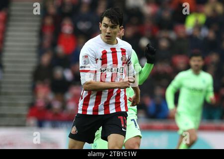 Sunderland, Großbritannien. Dezember 2023. Luke O'Nien aus Sunderland während des Sky Bet Championship Matches zwischen Sunderland und West Bromwich Albion im Stadium of Light, Sunderland am Samstag, den 9. Dezember 2023. (Foto: Robert Smith | MI News) Credit: MI News & Sport /Alamy Live News Stockfoto