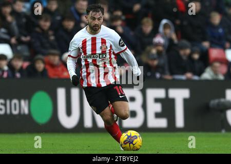 Sunderland, Großbritannien. Dezember 2023. Patrick Roberts aus Sunderland während des Sky Bet Championship-Spiels zwischen Sunderland und West Bromwich Albion im Stadium of Light, Sunderland am Samstag, den 9. Dezember 2023. (Foto: Robert Smith | MI News) Credit: MI News & Sport /Alamy Live News Stockfoto