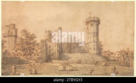 Warwick Castle: Die Ostfront 1975 am Canaletto (Giovanni Antonio Canal) Stockfoto