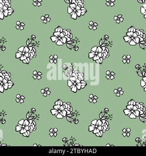 Nahtloses Blumenmuster mit Gartenblumen. Abstrakte Gestaltung von Blättern und Blumen. Design von Blüten und Blättern für Stoff, Textil oder Tapeten Stock Vektor
