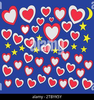 Nahtloses Herzmuster auf dunkelblauem Hintergrund Stock Vektor