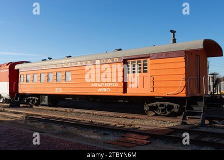 Mendota, Illinois - USA - 7. Dezember 2023: Oldtimer im Union Depot Railroad Museum in Mendota, Illinois, USA. Stockfoto