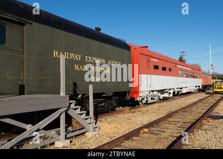 Mendota, Illinois - USA - 7. Dezember 2023: Oldtimer im Union Depot Railroad Museum in Mendota, Illinois, USA. Stockfoto