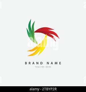 Design-Konzept mit farbenfrohen Wings-Vogel-Logo Stock Vektor