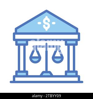 Saldenskala mit Bankgebäude mit Symbol für das Konzept des Bankrechts. Stock Vektor